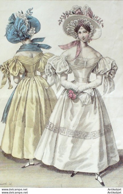 Costume Parisien 1831 # 2895 Robe mousseline manches ornées