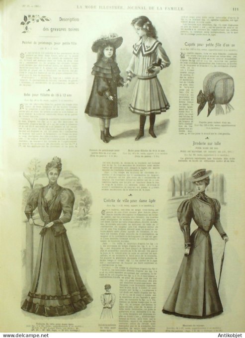 La Mode illustrée journal 1905 n° 10 Robe en Cachemire de l'Inde