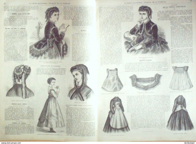 La Mode illustrée journal + gravure associée 1869 # 12