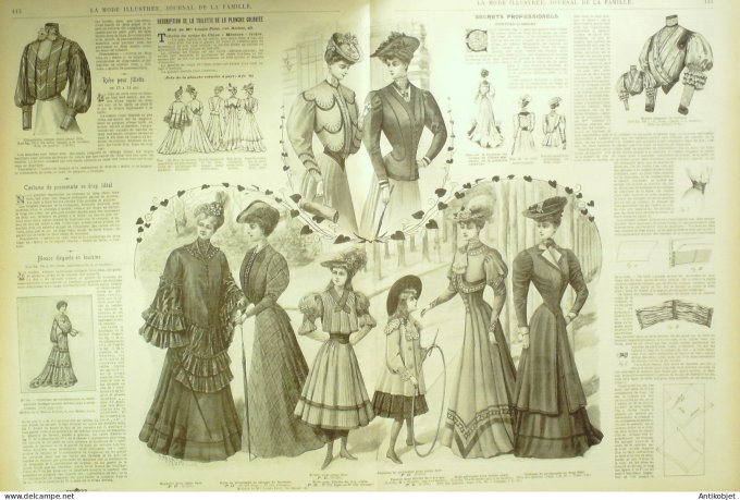 La Mode illustrée journal 1905 n° 10 Robe en Cachemire de l'Inde