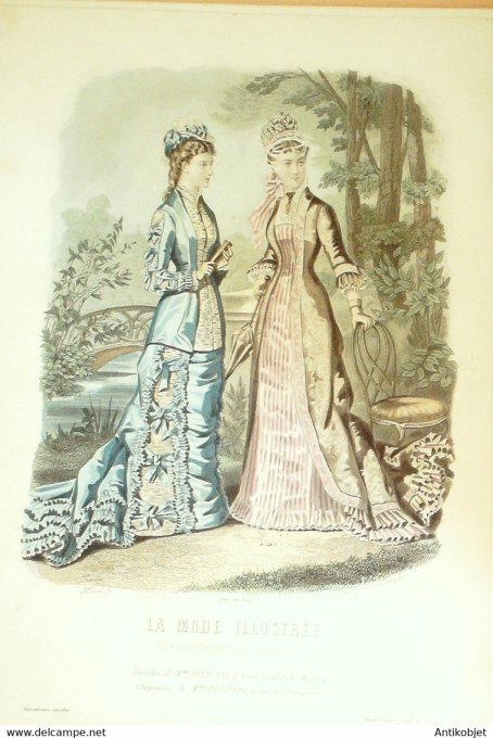 Gravure de mode La Mode illustrée 1878 n°24 (Maison Delaunay-Deloffre)