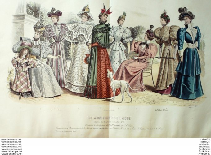 Gravure Mode Le Moniteur 1894 # 14 (Old Fashion plate)