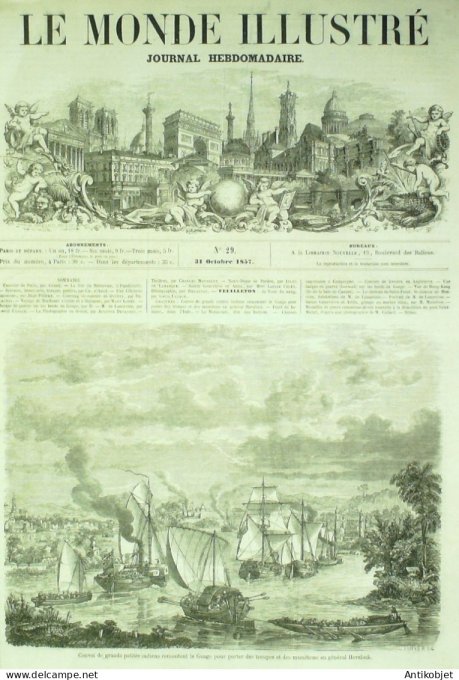 Le Monde illustré 1857 n° 29 Chine vue de Hong Kong Canton St-Point (71) Monceau