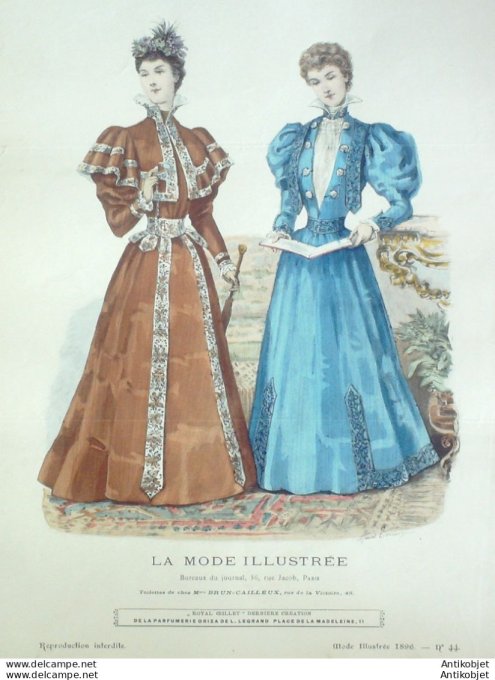 Gravure Mode illustree 1896 # 44 (Old Fashion plate) rare