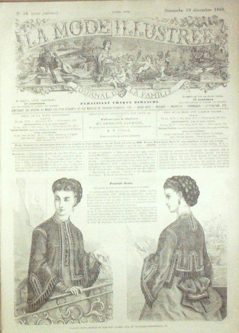 Journal Mode illustrée 1869 # 51 Paletot droit