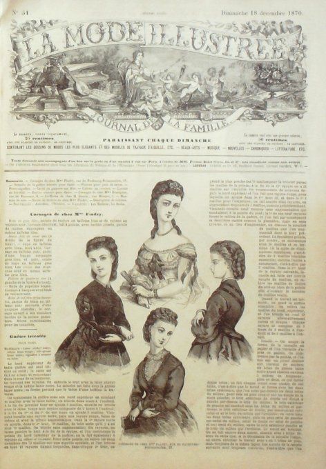 Journal Mode illustrée 1870 # 51 Corsages jeunes filles