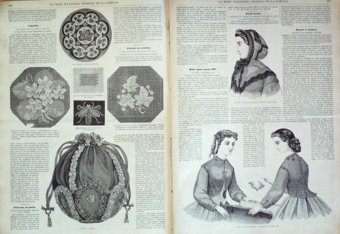 Journal Mode illustrée 1864 # 52 Chapeaux en satin 