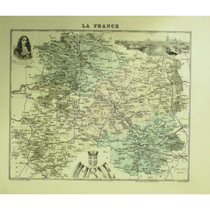 Carte Marne (51) Chalons Graveur Lecoq Waltner Barbier 1868