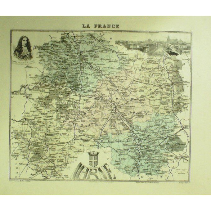 Carte MARNE (51) CHALONS Graveur LECOQ WALTNER BARBIER 1868