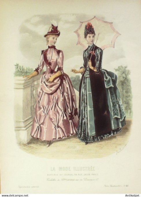 Gravure de mode La Mode illustrée 1887 n°16 (Maison Gradoz)