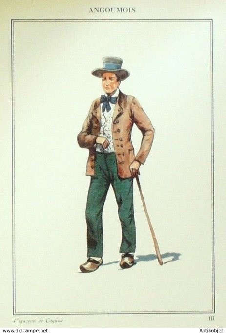 Nouvelle-Aquitaine Saintonge Cognac (16) Vigneron signé  par P.A Leroux XXème