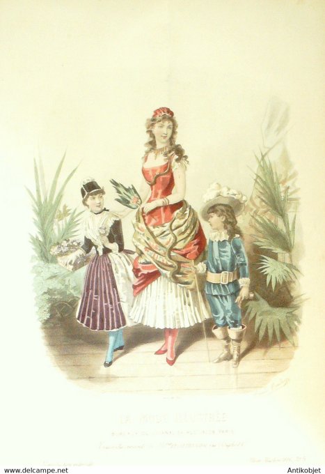 Gravure de mode La Mode illustrée 1886 n°05 Travestissements (Maison Pelletier-Vidal)