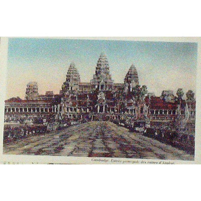 Cpa Cambodge Saigon Facade Des Ruines Du Palais D'angkor 1936