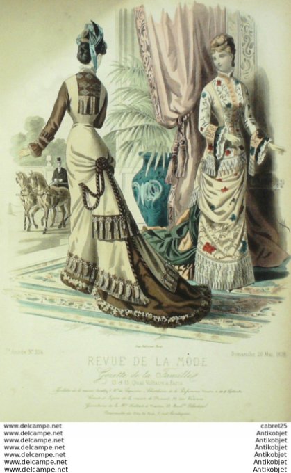 Gravure Mode La Gazette 1878 # 334 (Old Fashion plate)