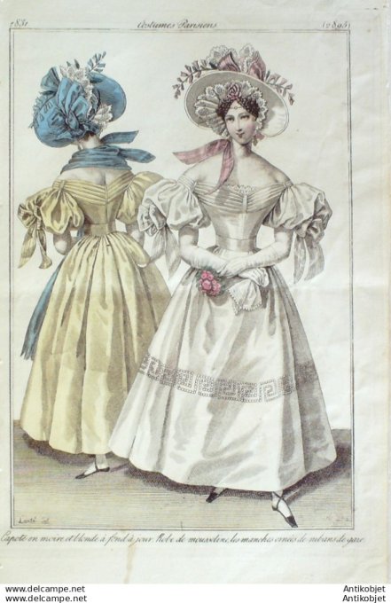 Gravure Mode Costume Parisien 1831 # 2895 (eau forte old Fashion plate