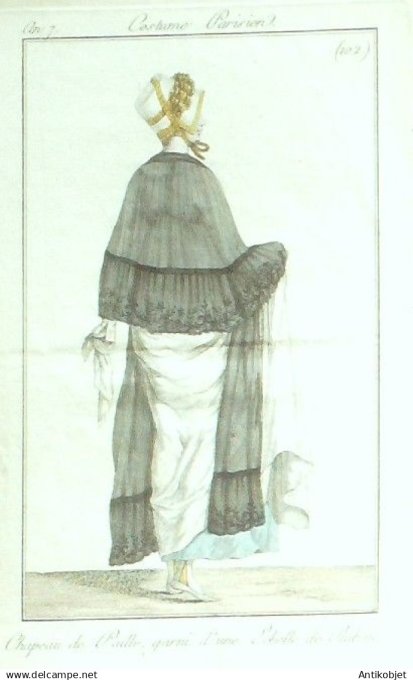 Costume Parisien 1798 an 7 #102 (eau forte) Chapeau de paille garni