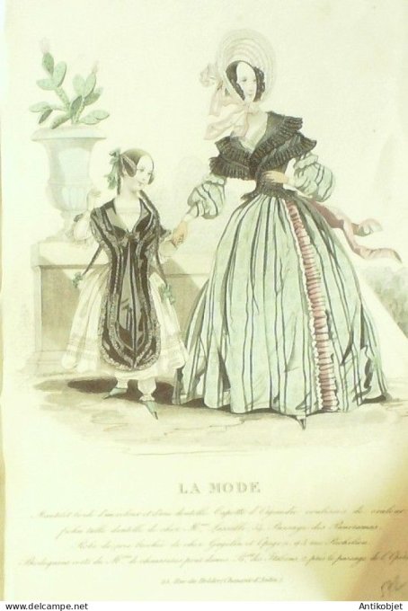 Gravure La mode 1837 # 572 (aquarelle old Fashion plate)