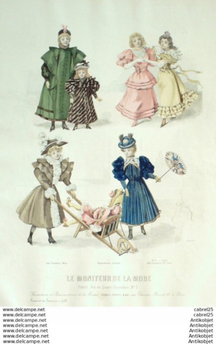 Gravure Mode Le Moniteur 1894 # 04 (Old Fashion plate)