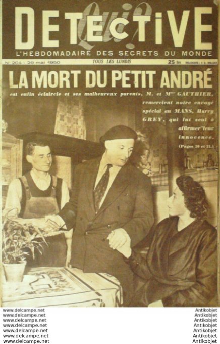 Détective 1950 # 204 Monteux Jax Ouessant Audierne Le Mans