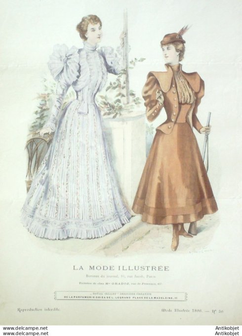 Gravure Mode illustree 1896 # 36 (Old Fashion plate) rare