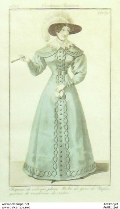 Gravure Mode Costume Parisien 1825 # 2289 (eau forte old Fashion plate