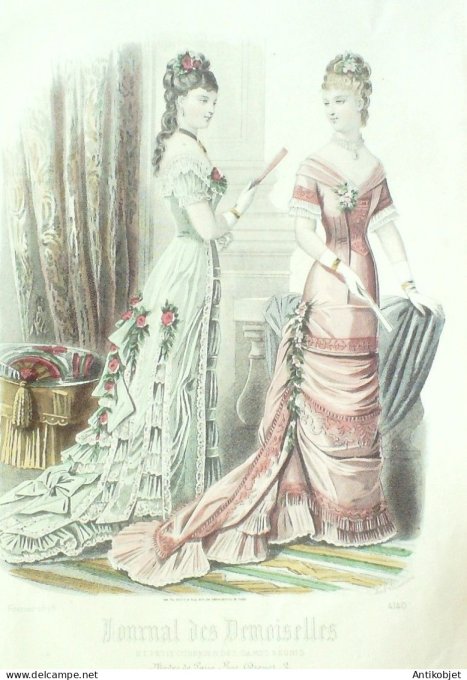 Gravure Mode J.Demoiselles 1878 # 4140 (aquarelle Old Fashion plate)
