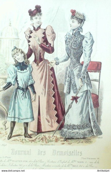 Gravure Mode J.Demoiselles 1891 # 4819 (Old Fashion plate)