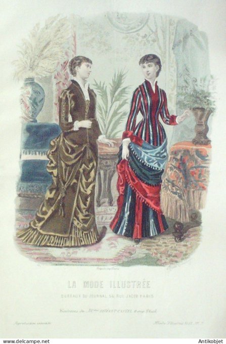 Gravure Mode illustree 1882 #  9 (Old Fashion plate)