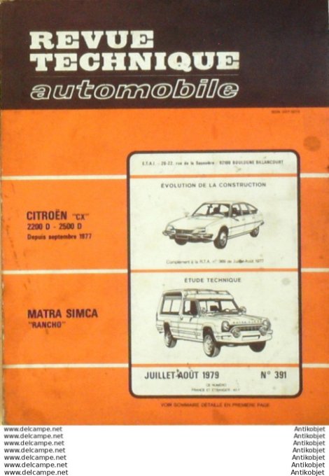 R.T Automobile Citroën Cx 2200 D 1977 Matra Simca Rancho   # 391