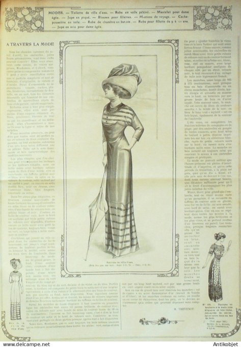 La Mode illustrée journal 1911 n° 16 Toilettes Costumes Passementerie