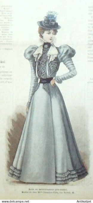 La Mode illustrée journal 1897 n° 15 Robe en sablé-étamine