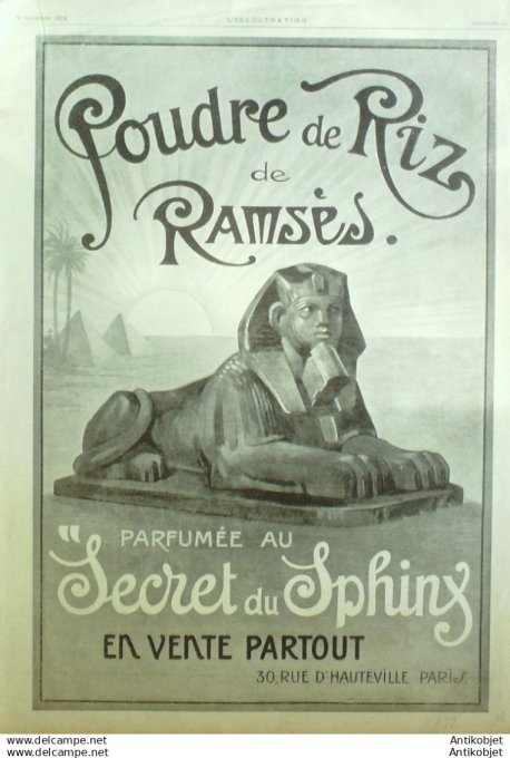 Publicite Cosmetique Ramses Pourdre de riz secret du Sphinx 1919