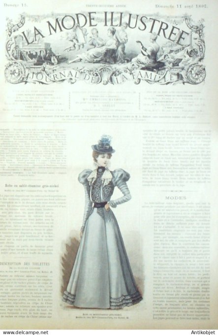 La Mode illustrée journal 1897 n° 15 Robe en sablé-étamine