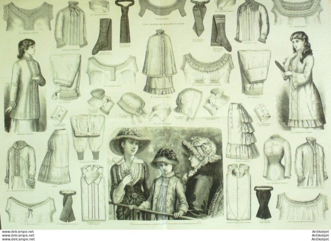 Gravure de mode La Mode illustrée (Lingerie Passementerie)