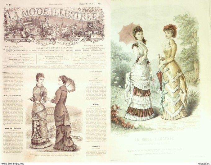 La Mode illustrée journal + gravure associée 1880 #  18