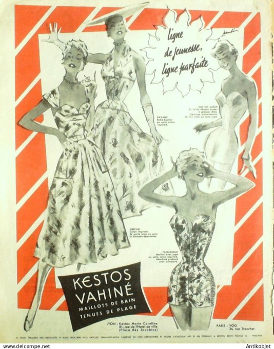 Publicité Lingerie Kestos Vahiné  1952