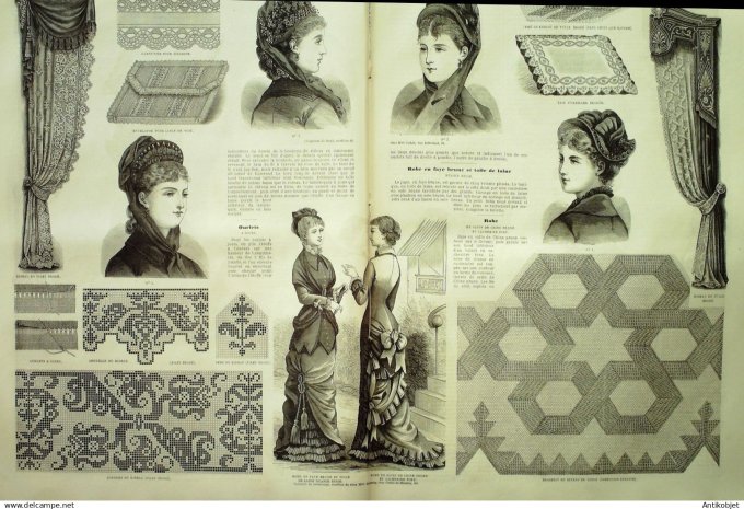 La Mode illustrée journal + gravure associée 1880 #  18