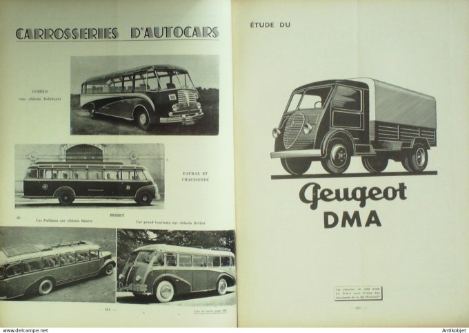 Revue Tech. Automobile 1949 Peugeot DMA Autocars