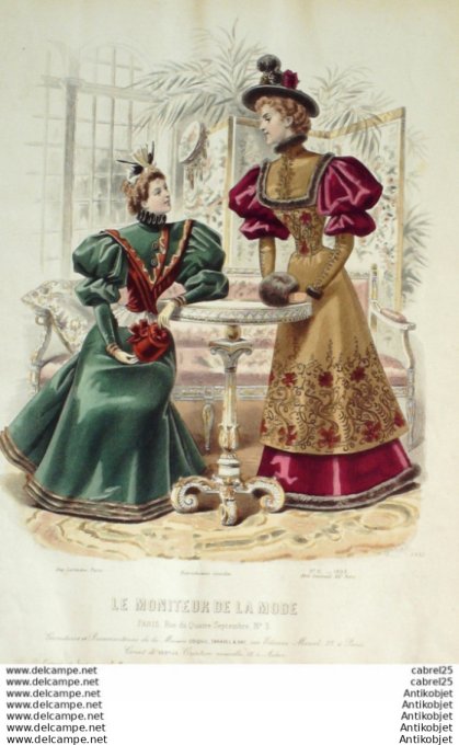 Gravure Mode Le Moniteur 1893 # 51 (Old Fashion plate)