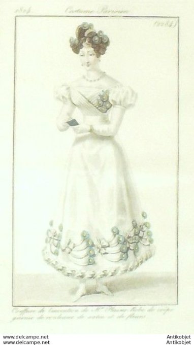Gravure Mode Costume Parisien 1824 # 2284 (eau forte old Fashion plate