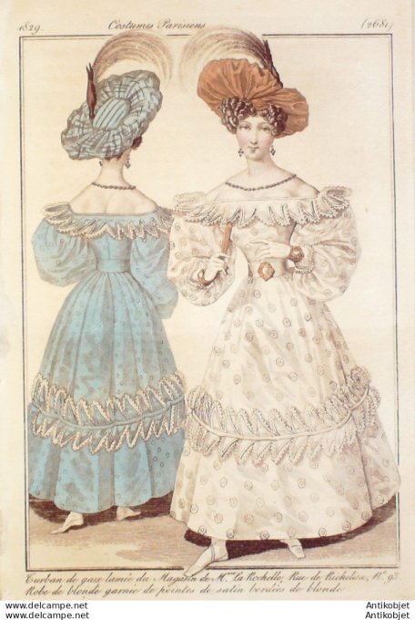 Costume Parisien 1829 # 2681 Robe de blonde garnie