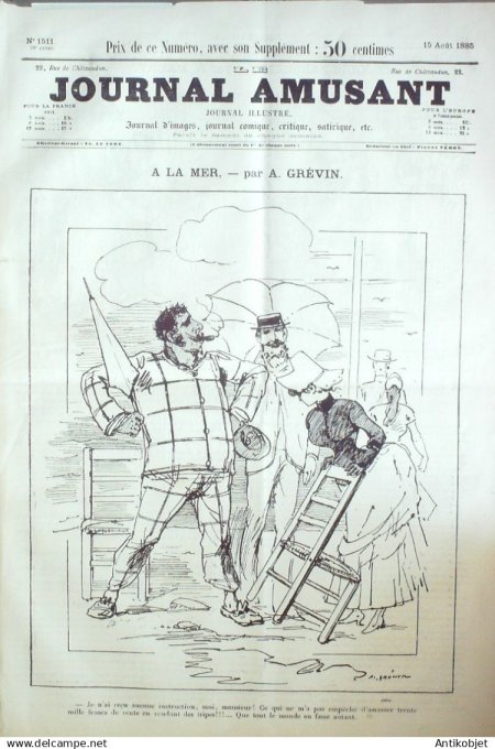 Le Journal Amusant 1885 # 1511 Paris a la mer par Mars
