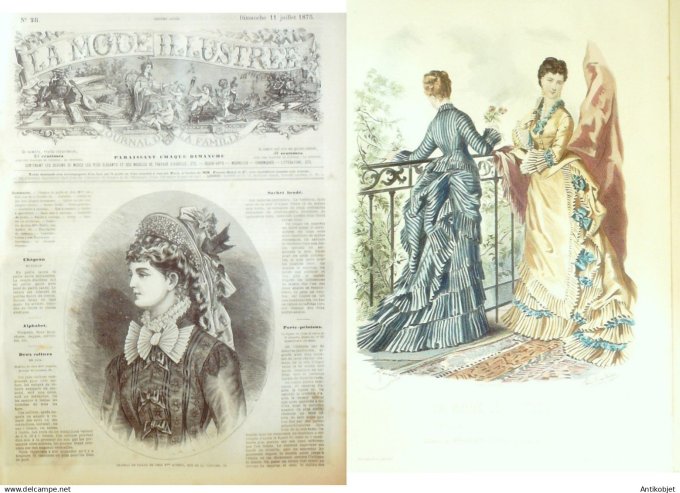 La Mode illustrée journal + gravure associée 1875 # 28