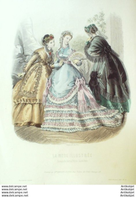 Gravure Mode illustree 1868 # 35 (Old Fashion plate)