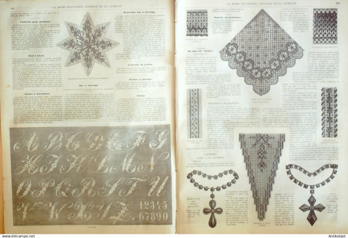 La Mode illustrée journal + gravure associée 1875 # 28