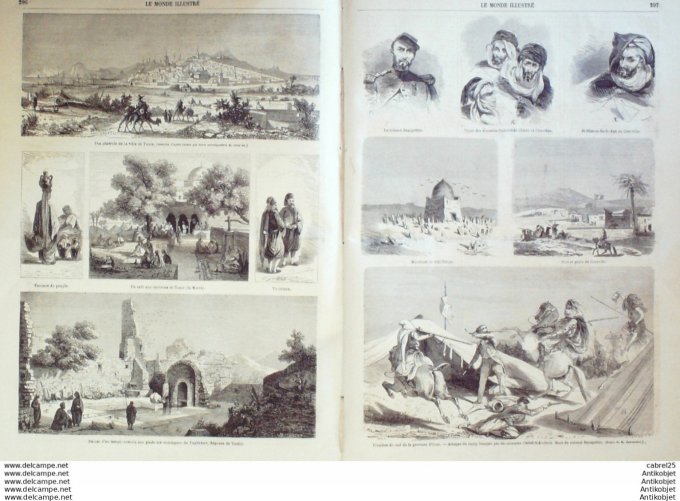 Le Monde illustré 1864 n°369 Algérie Oran Ouled-Sidi-Sirck Geryville Tunisie Tunis Yughktare