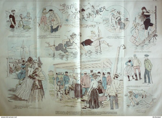 Le Journal Amusant 1885 # 1511 Paris a la mer par Mars