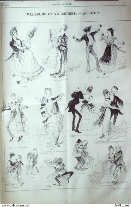 Le Journal Amusant 1885 # 1511 Paris a la mer par Mars