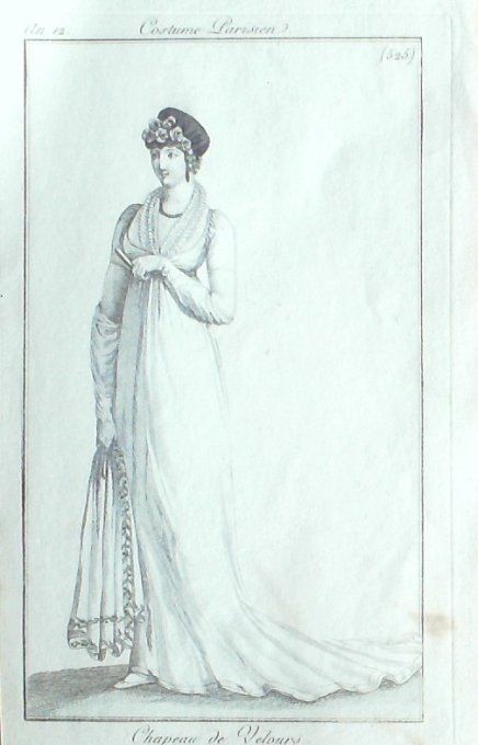 Gravure Mode Costume Parisien 1804 an 12 # 525 (eau forte old Fashion plate