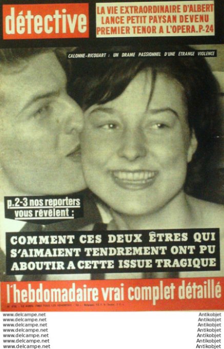 Détective 1963 # 876 Calonne-Ricouart Clouange Beaufai Brest Daumazan/Arize